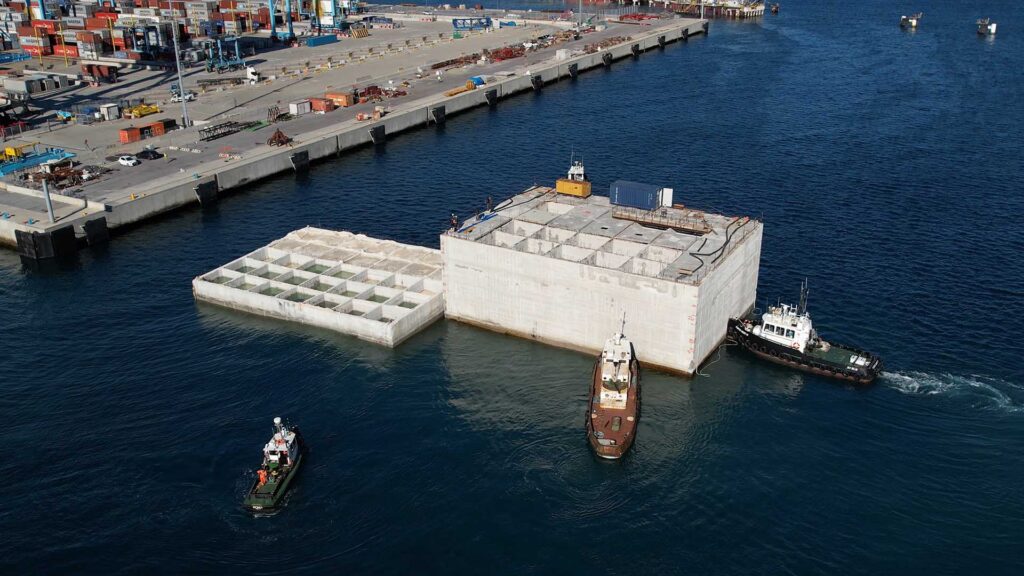 Cellular caissons: prefabrication, flotation, towing and placement